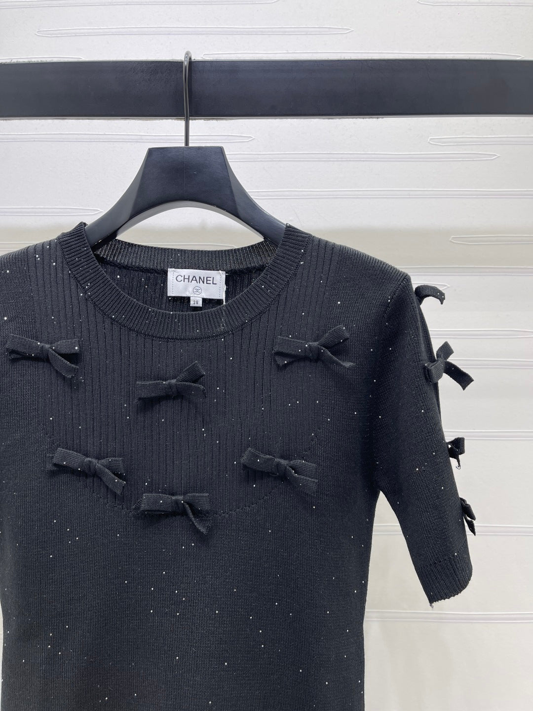Chanel 2026 Bow T-shirt Black and White Wool Nylon 136350