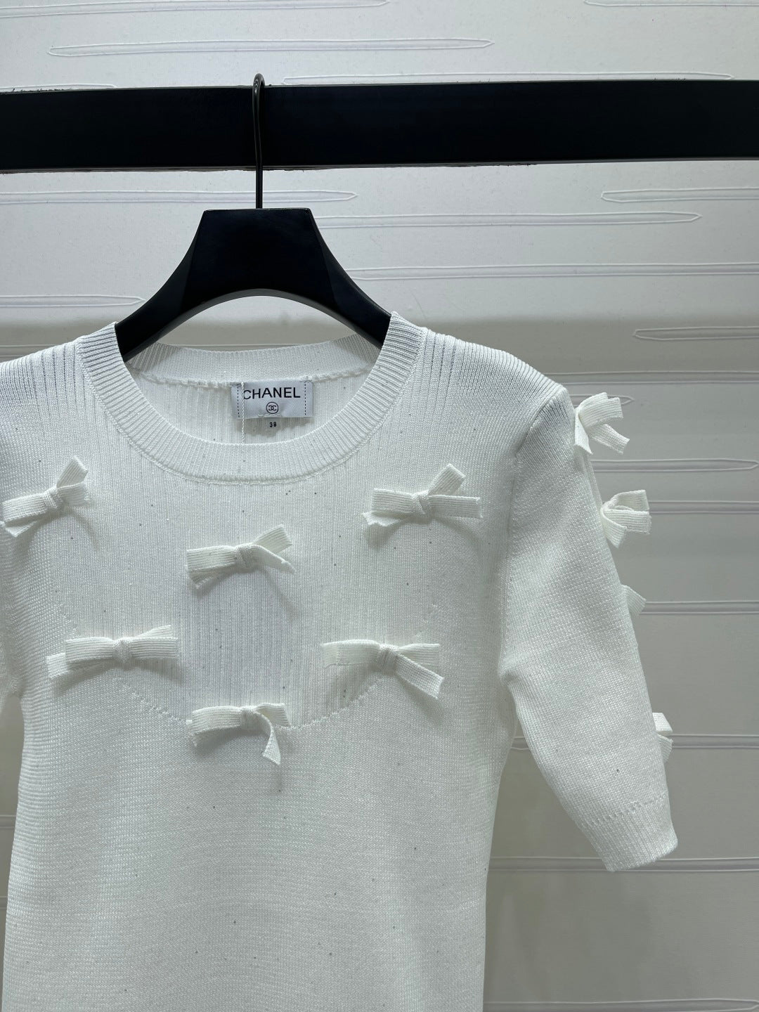 Chanel 2026 Bow T-shirt Black and White Wool Nylon 136350