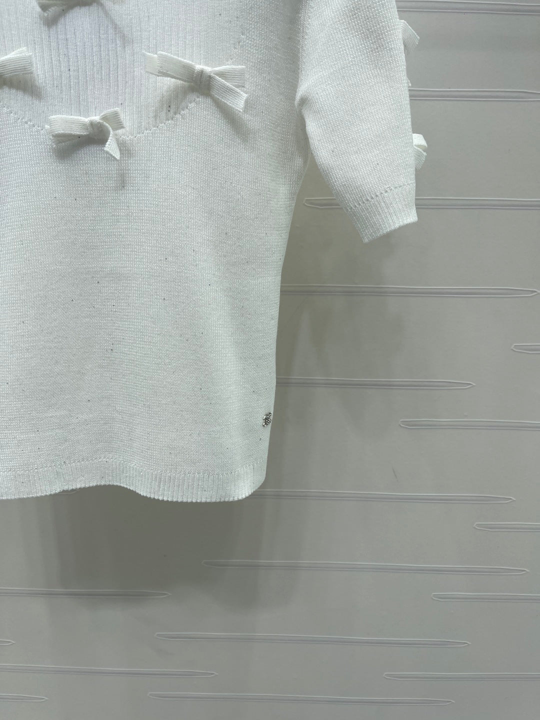 Chanel 2026 Bow T-shirt Black and White Wool Nylon 136350