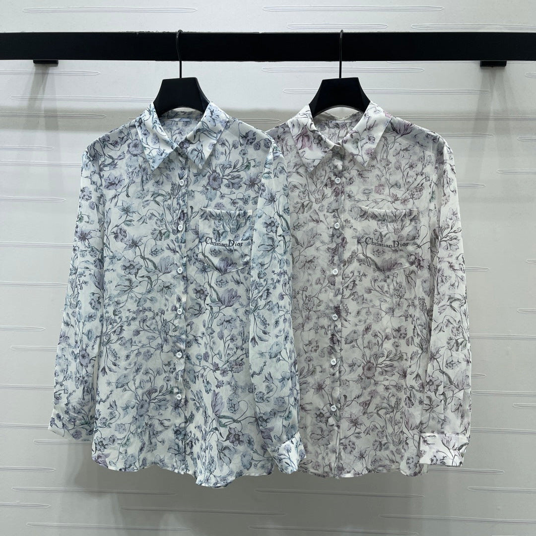 Dior 2026 Printed Sheer Long-Sleeve Shirt Polyester 392641