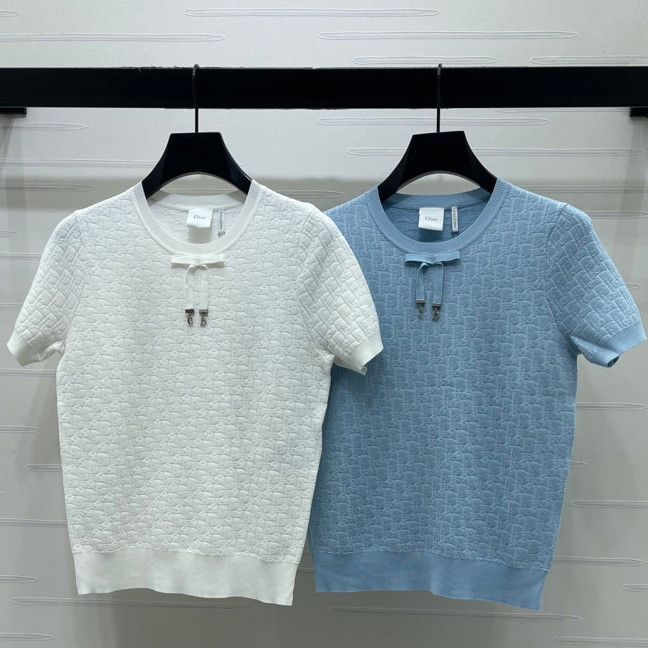 Dior 2026 Jacquard Pattern Knit Short-Sleeve T-Shirt Wool 160258