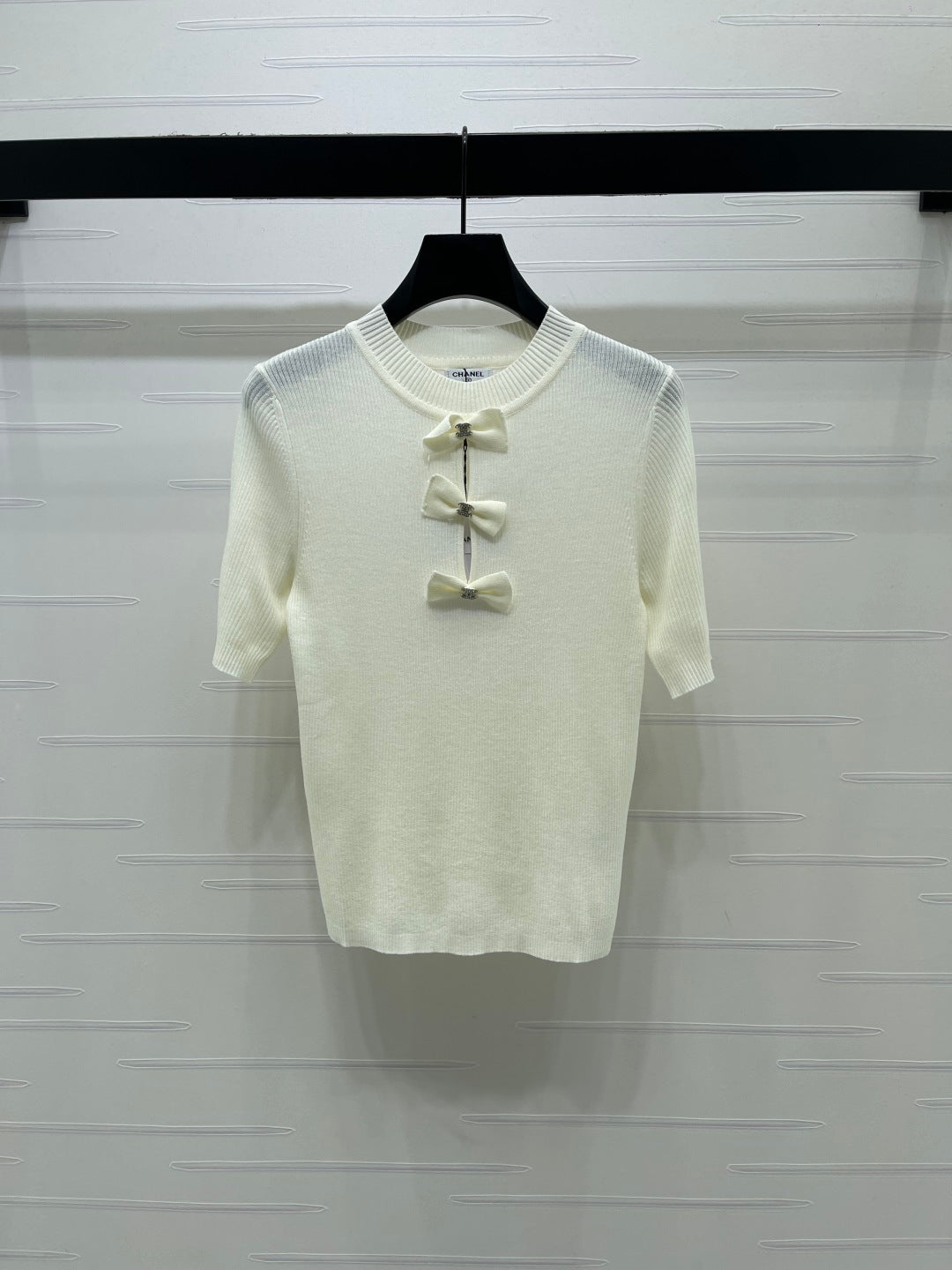 Chanel 2026 3D Bow Knit Short-Sleeve Top Wool 166066