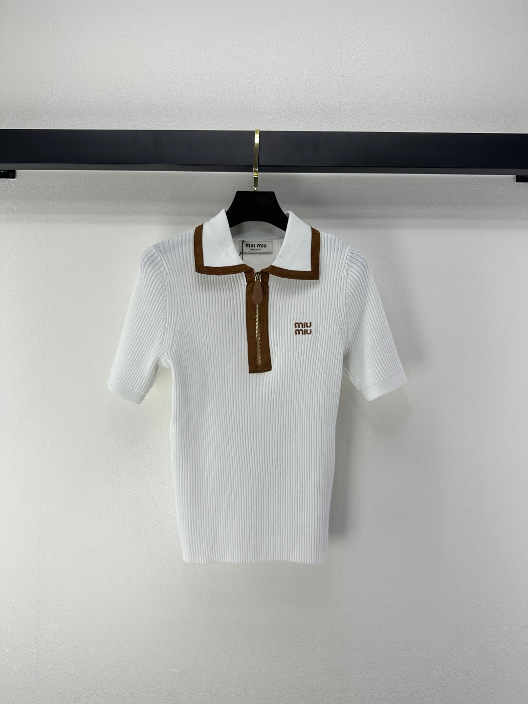 Miumiu 2026 Half-zip Knit Polo Shirt Wool 362412