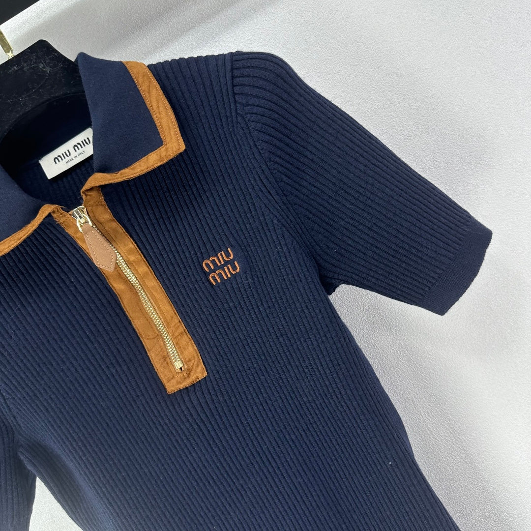 Miumiu 2026 Half-zip Knit Polo Shirt Wool 362412