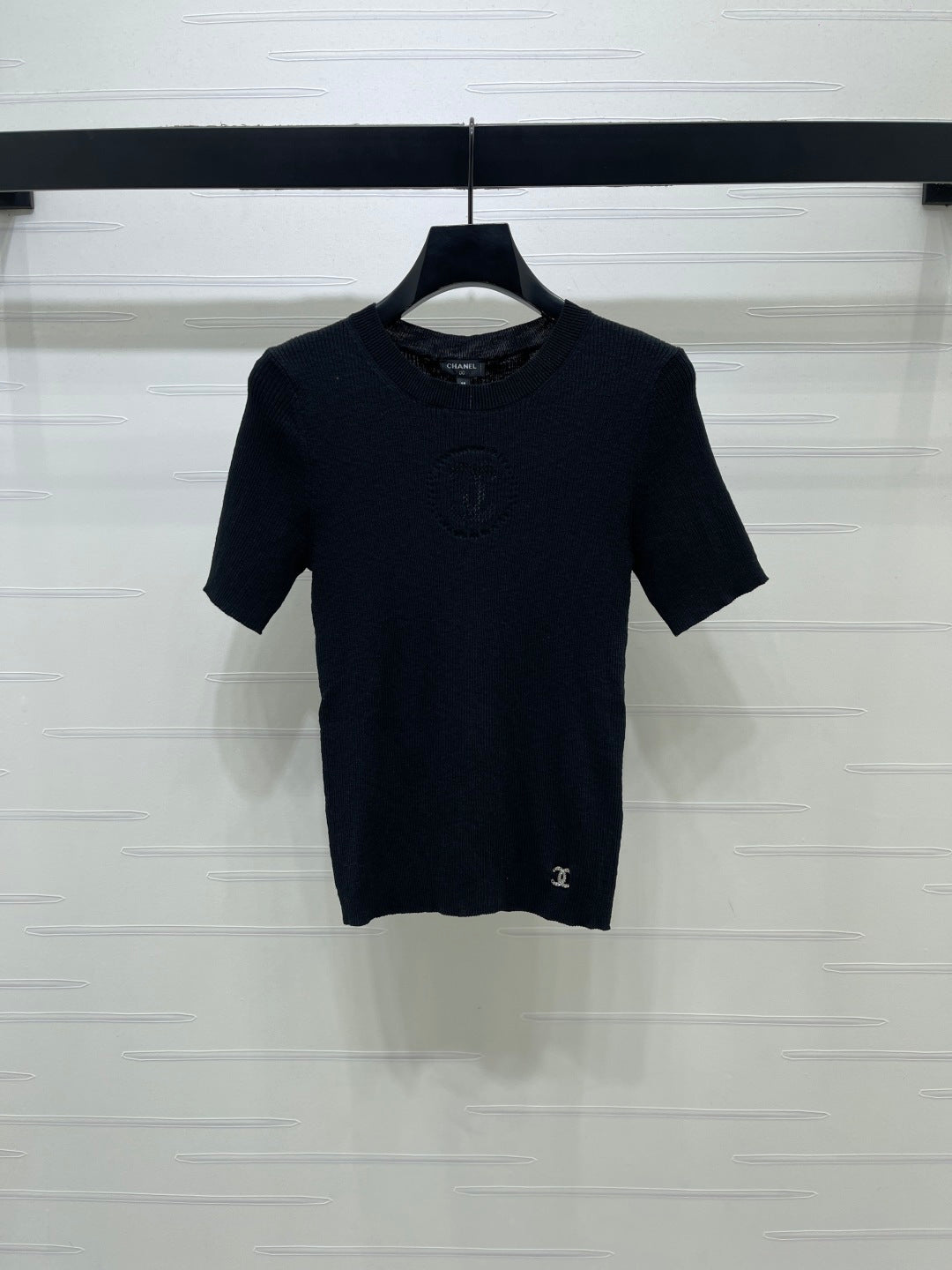 Chanel 2026 Crew Neck Double C Knit Short-Sleeve T-Shirt Cashmere 363394