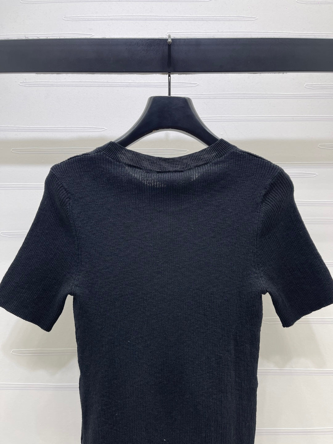 Chanel 2026 Crew Neck Double C Knit Short-Sleeve T-Shirt Cashmere 363394