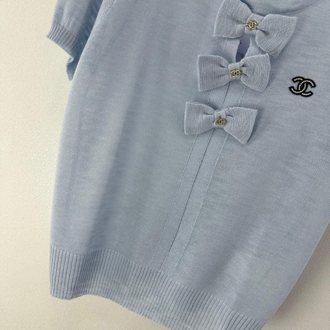Chanel 2026 Bow Knit Short-sleeved Top Wool 364820