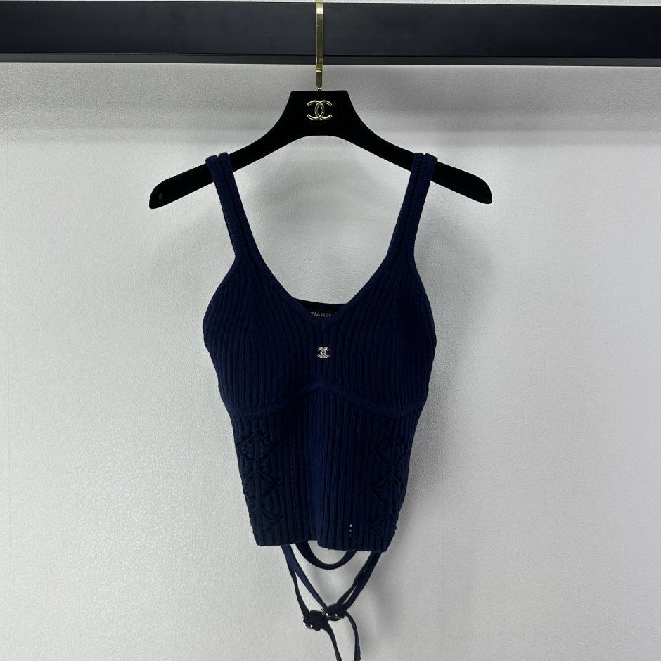 Chanel 2026 Hollow-out Knit Camisole Cotton Polyamide 366049