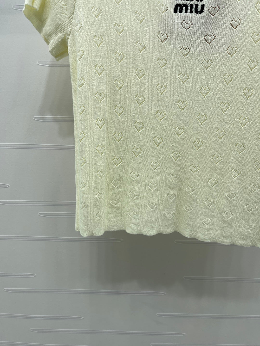 Miumiu 2026 Square Neck Knit Short-sleeved Top Wool 766293