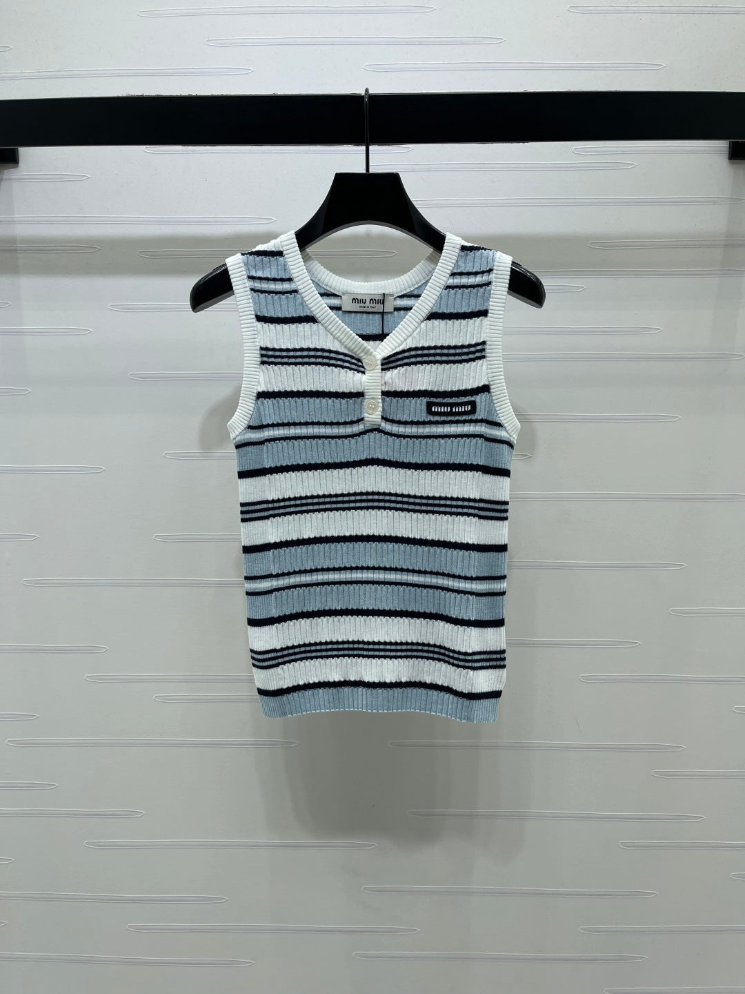 Miumiu 2026 Striped knit V-neck Vest Wool 246238