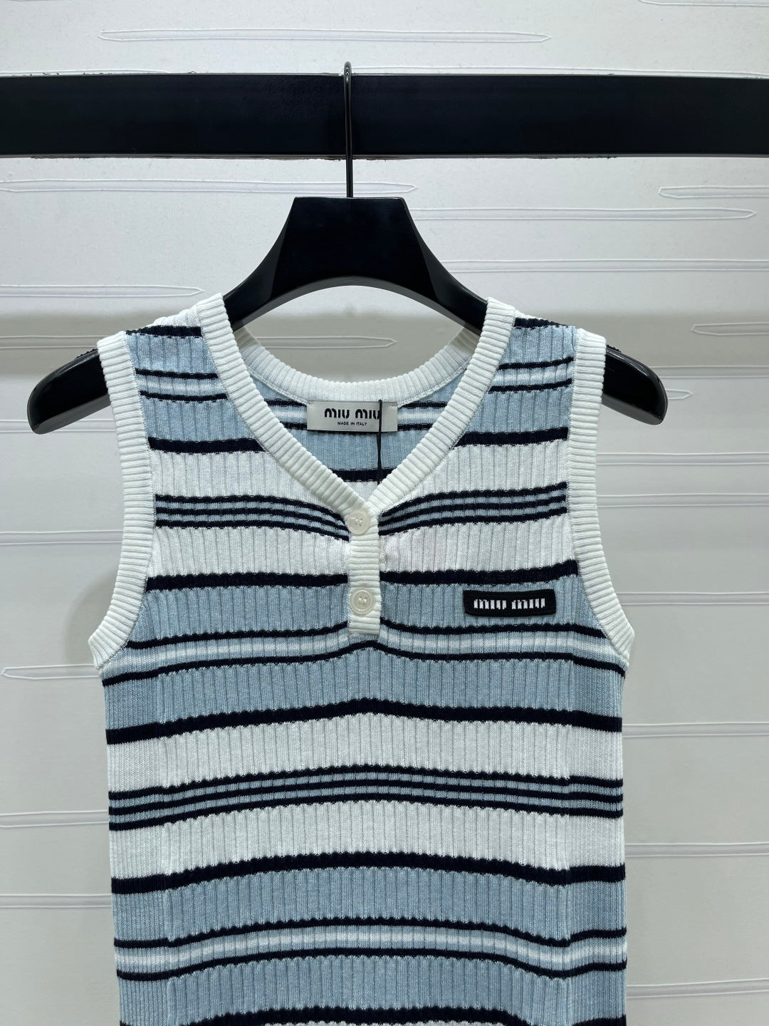 Miumiu 2026 Striped knit V-neck Vest Wool 246238