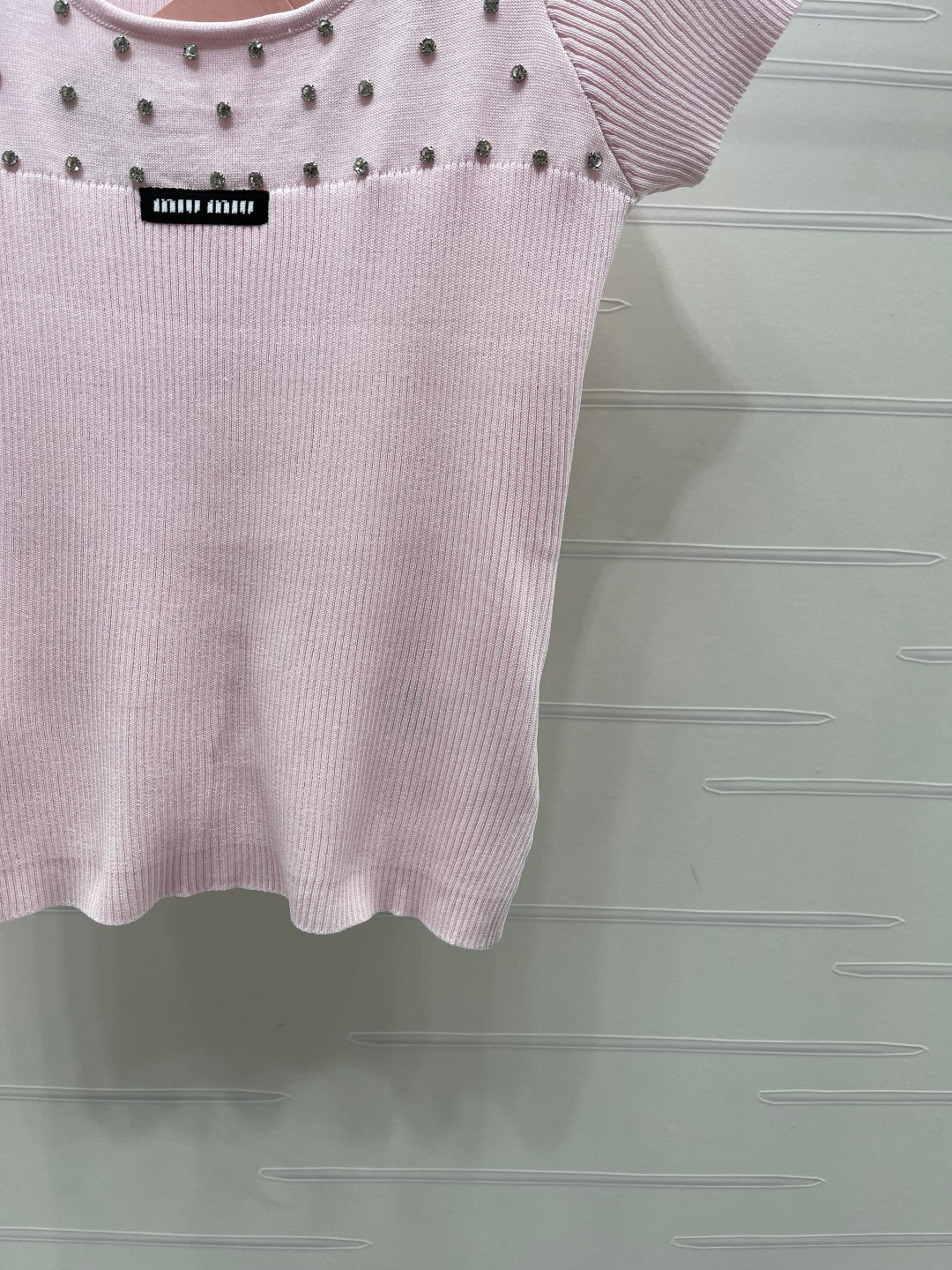 Miumiu 2026 U-neck Knit Short-sleeved Top Wool 355613
