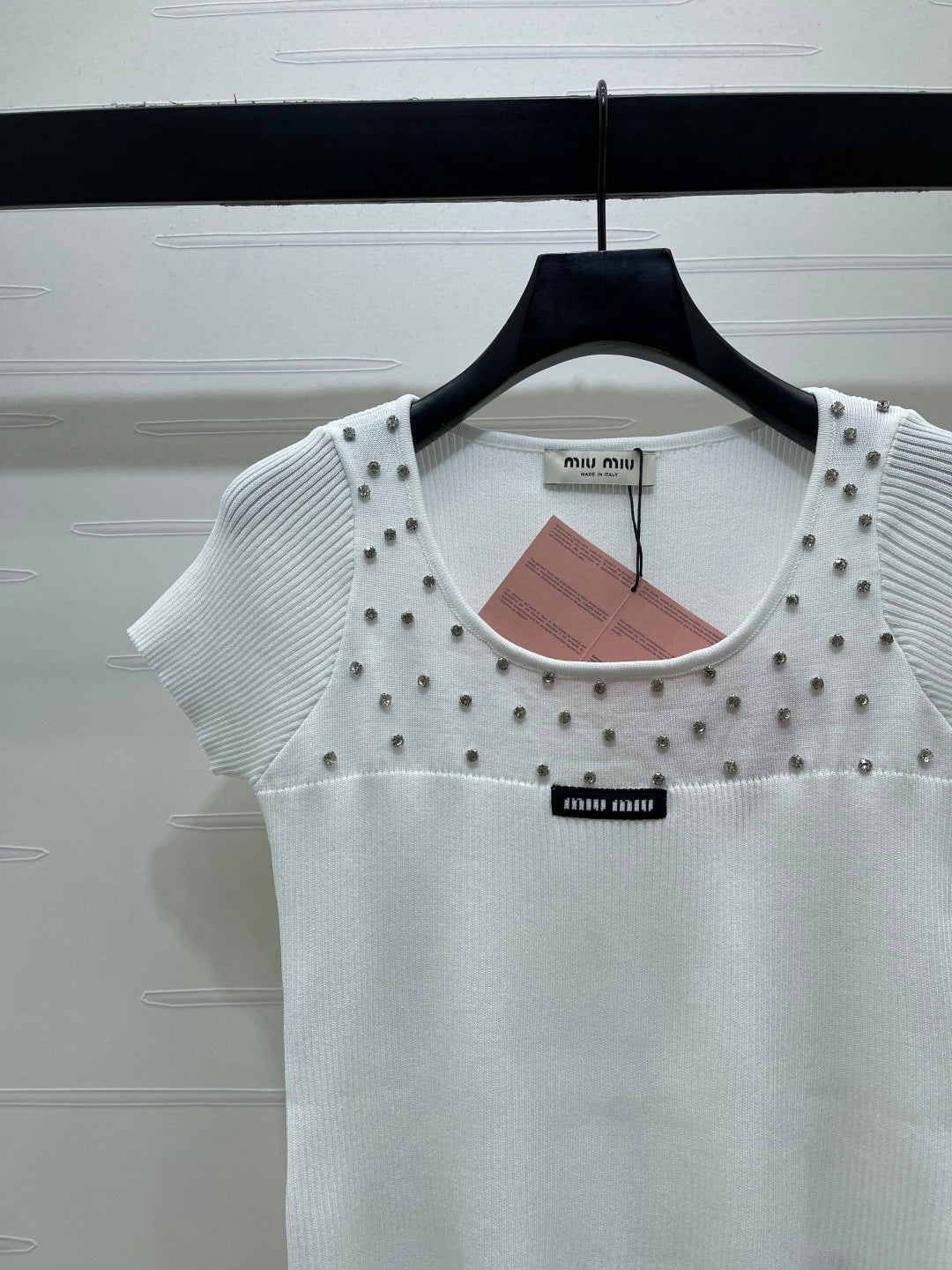 Miumiu 2026 U-neck Knit Short-sleeved Top Wool 355613