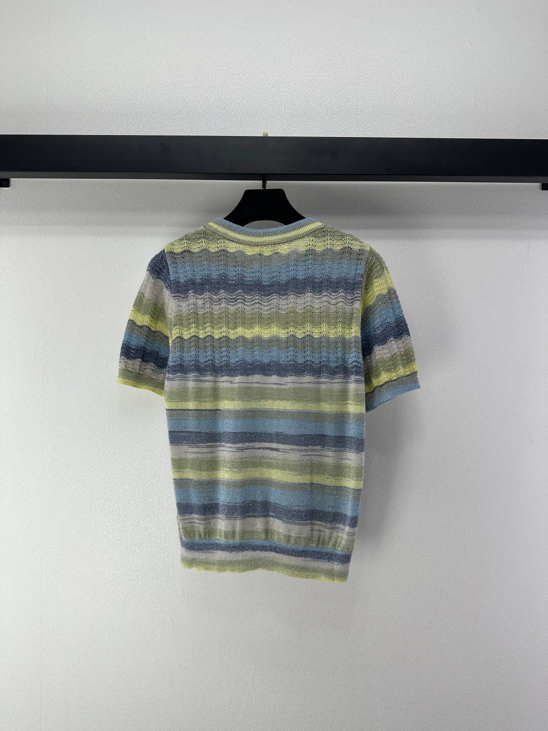 Chanel 2026 Striped Knit Short-sleeved Top Wool Cashmere 368456