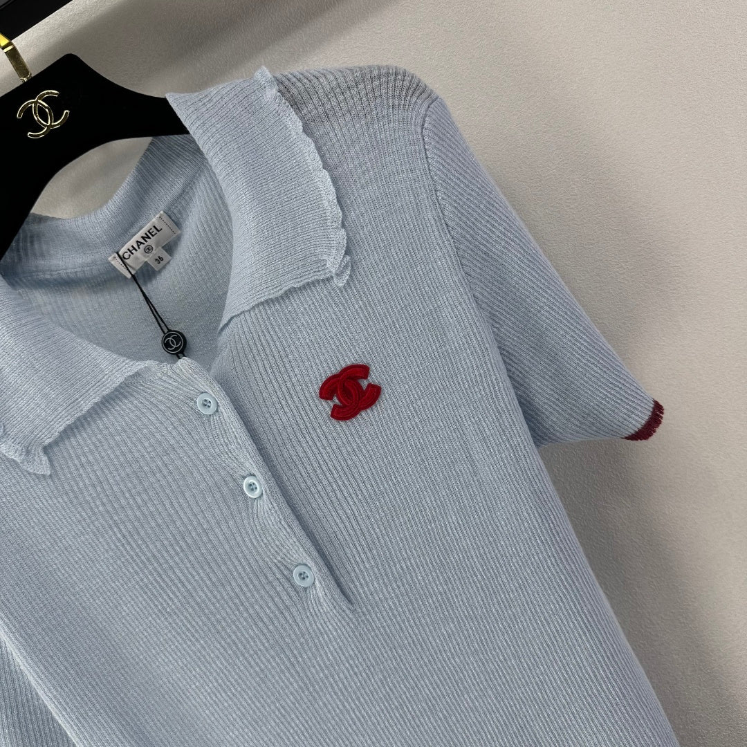 Chanel 2026 Knit Polo Shirt Acrylic 368378