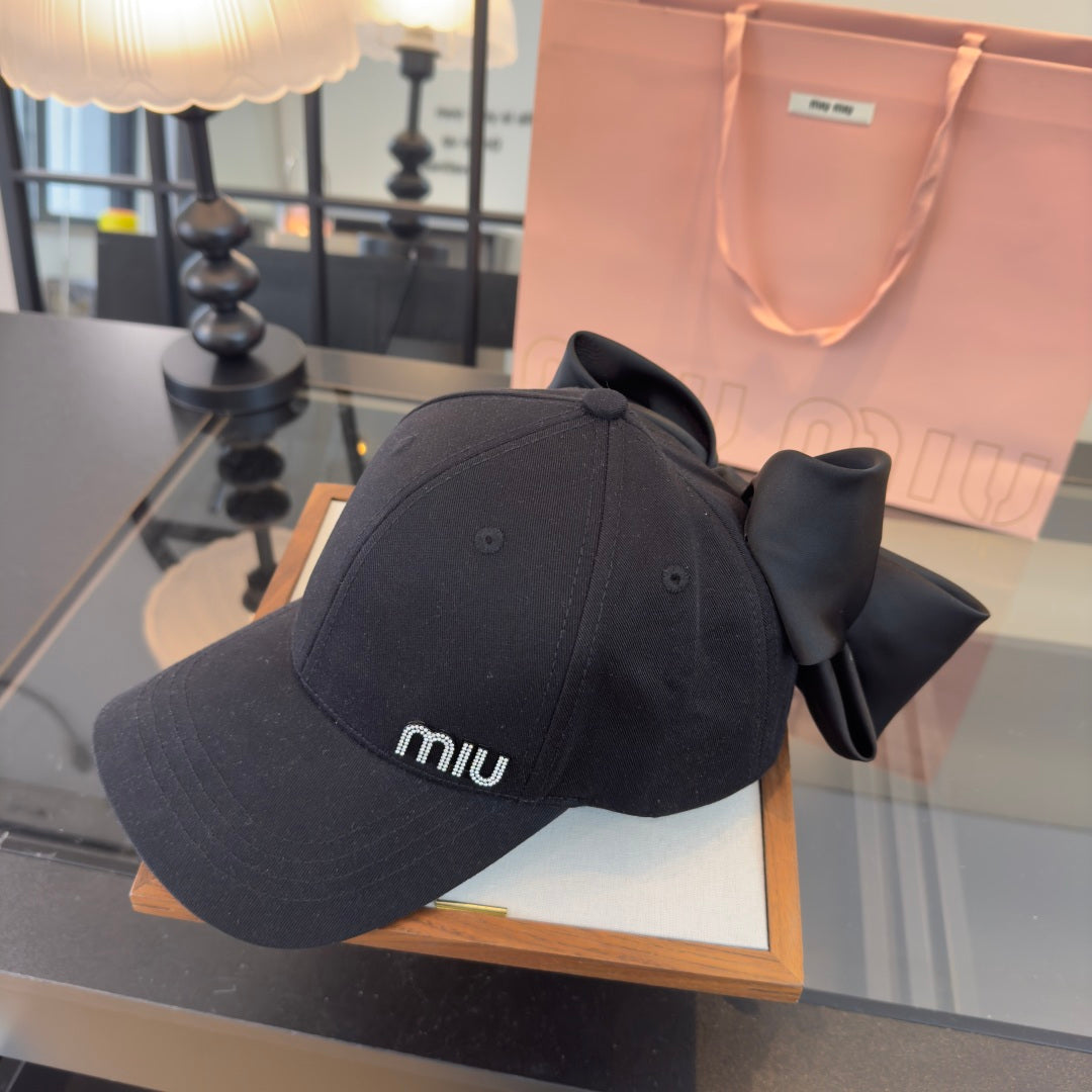 Miumiu Bow-tie Baseball Cap Cotton Fabric 343533