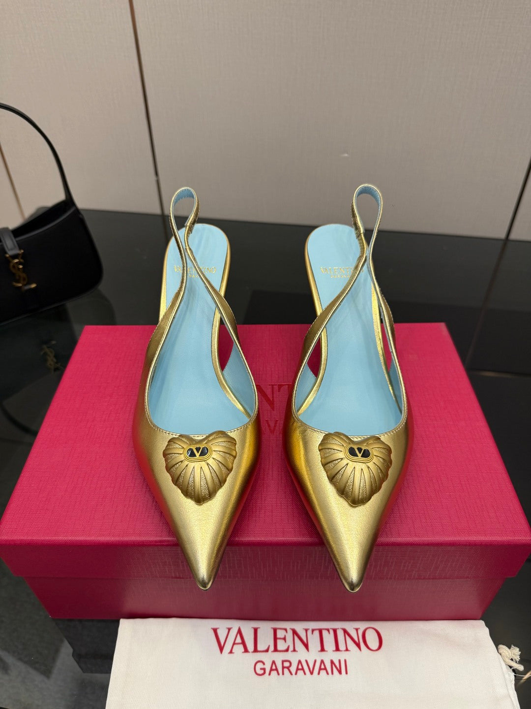VT 26s Heart-Shaped Slingback 80 Blue Sheepskin