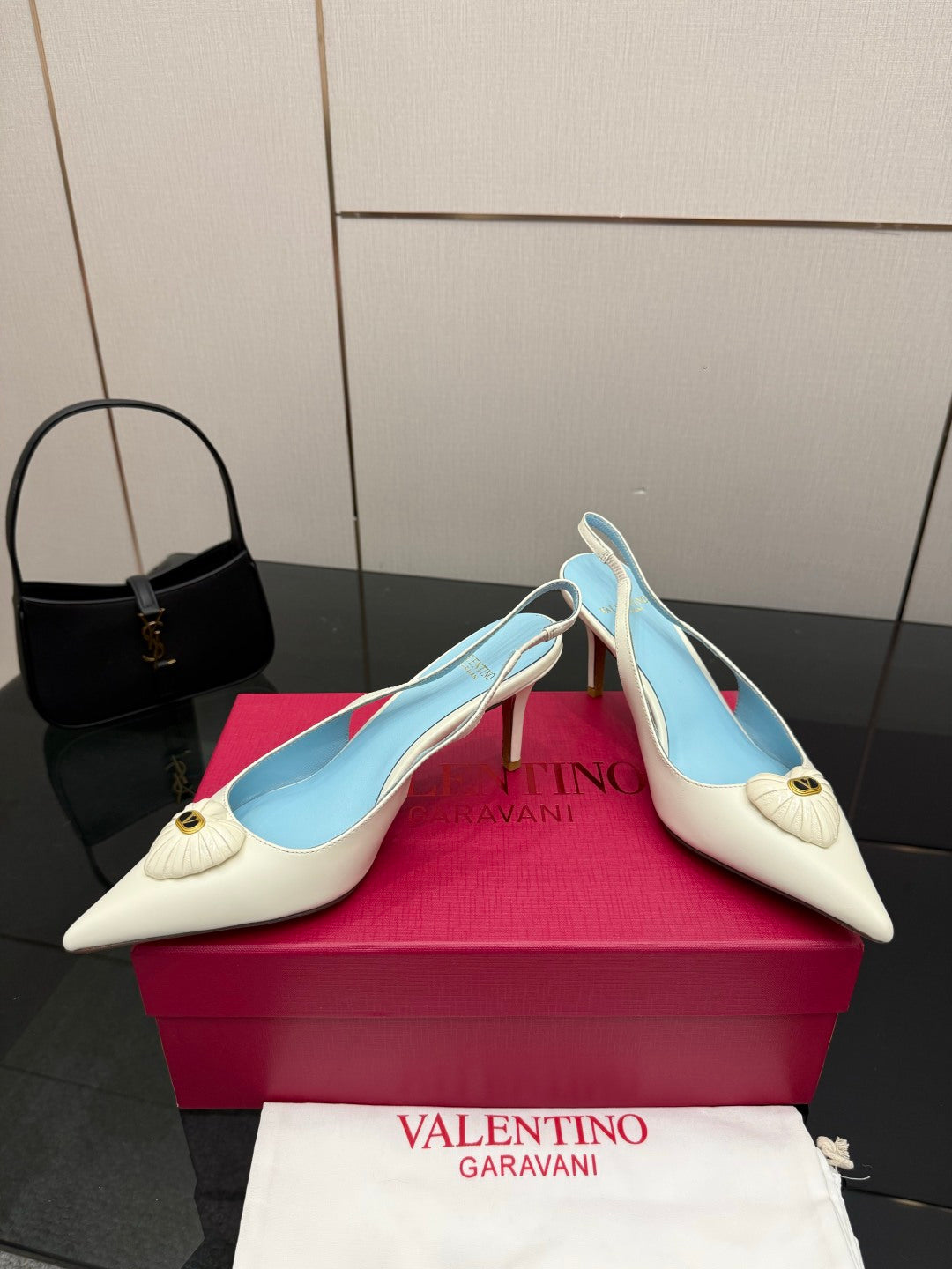 VT 26s Heart-Shaped Slingback 80 Blue Sheepskin