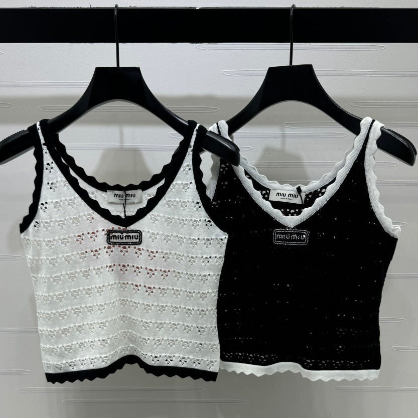 Miumiu 2026 Hollow-out Knit Camisole Wool 375025
