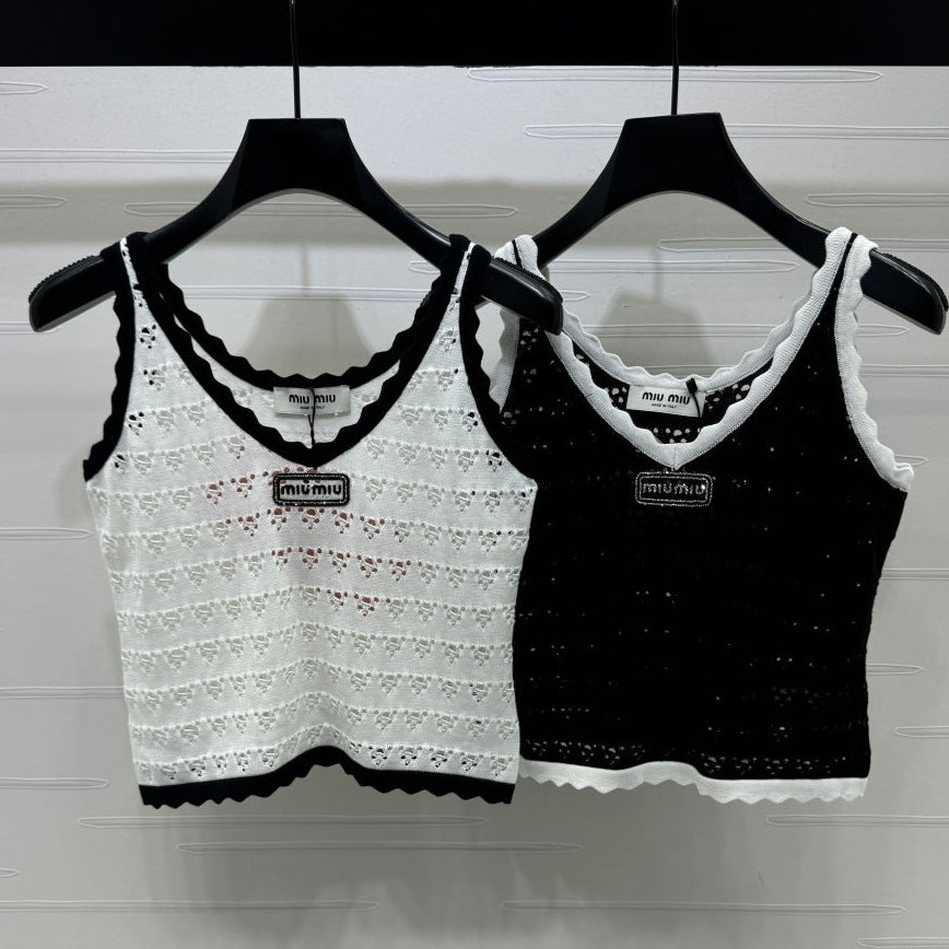 Miumiu 2026 Hollow-out Knitted Camisole Cotton 375026