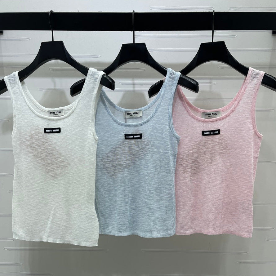 Miumiu 2026 Logo Knitted Vest Wool 375016