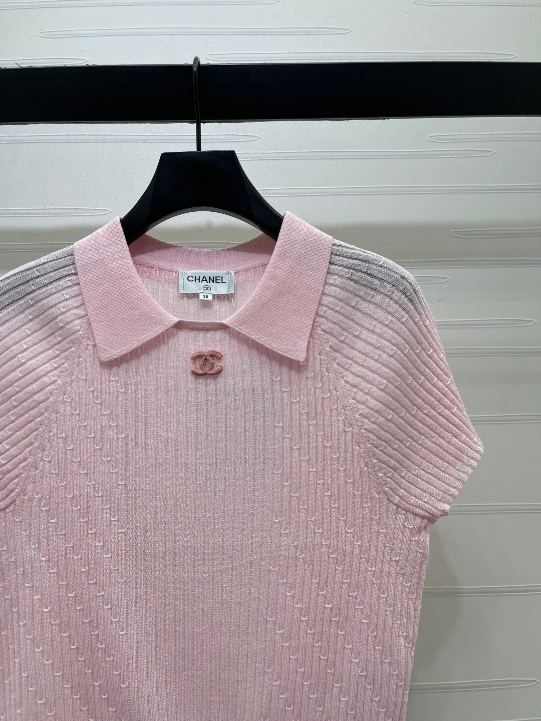 Chanel 2026 Collared Knit Short-Sleeve Shirt Wool 376012