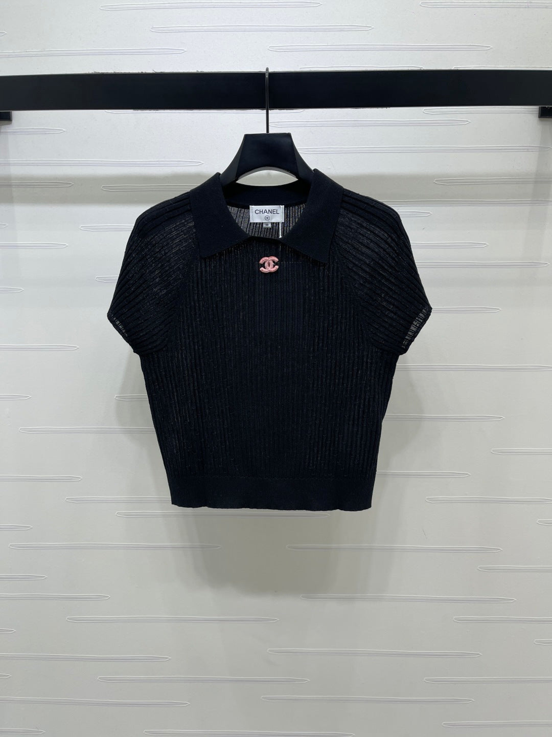 Chanel 2026 Collared Knit Short-Sleeve Shirt Wool 376012