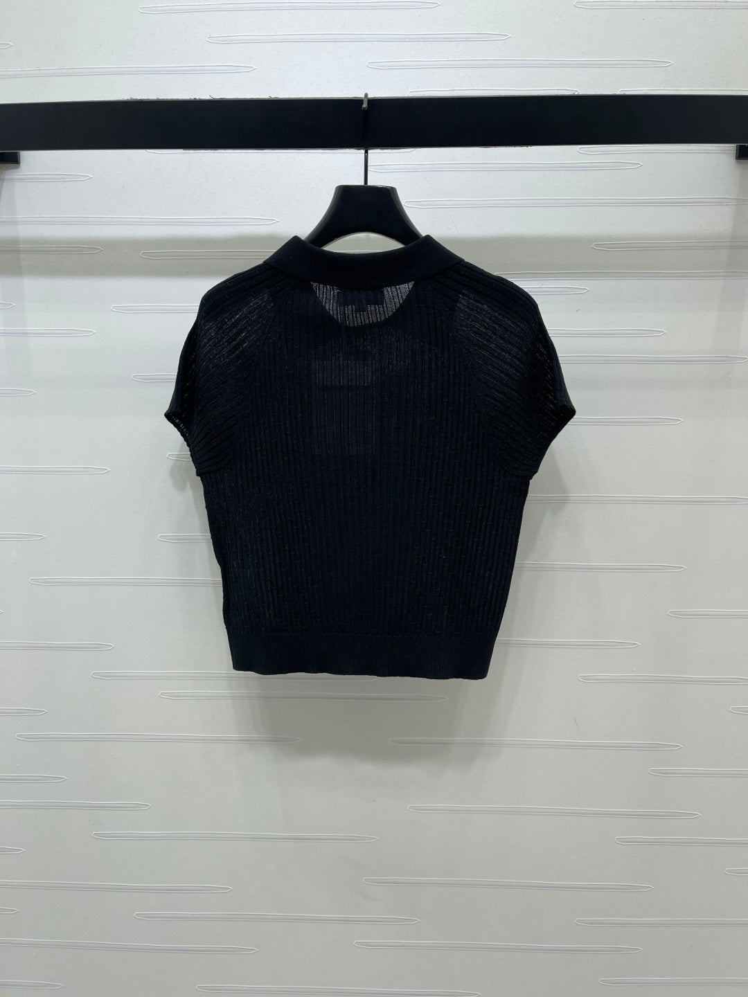 Chanel 2026 Collared Knit Short-Sleeve Shirt Wool 376012