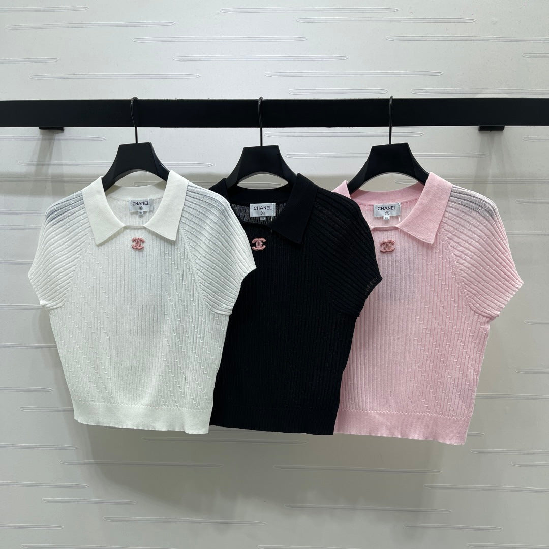 Chanel 2026 Collared Knit Short-Sleeve Shirt Wool 376012