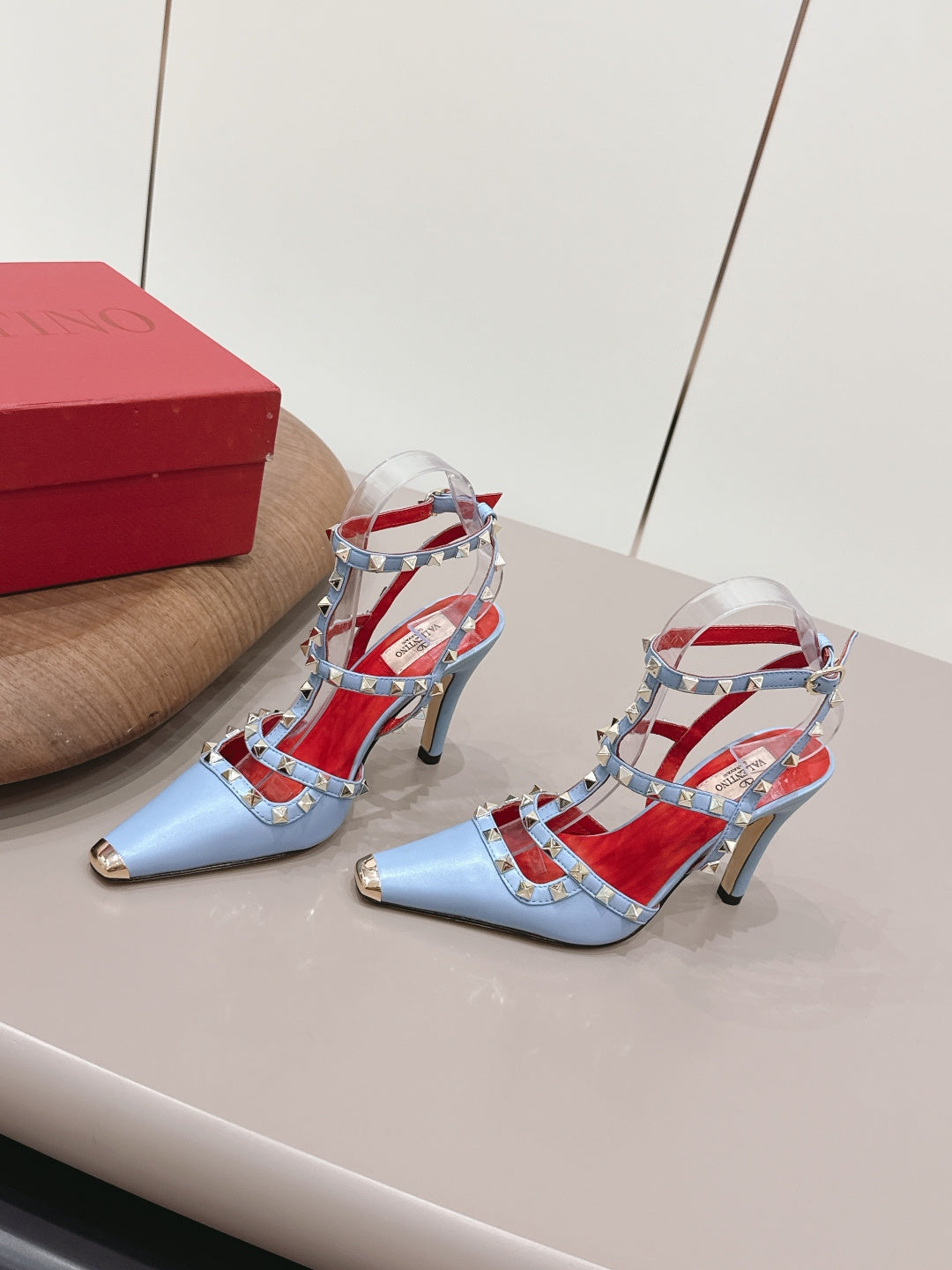 Valentino 2026 Rockstud Ankle Strap 95mm Slingback Calfskin 876673