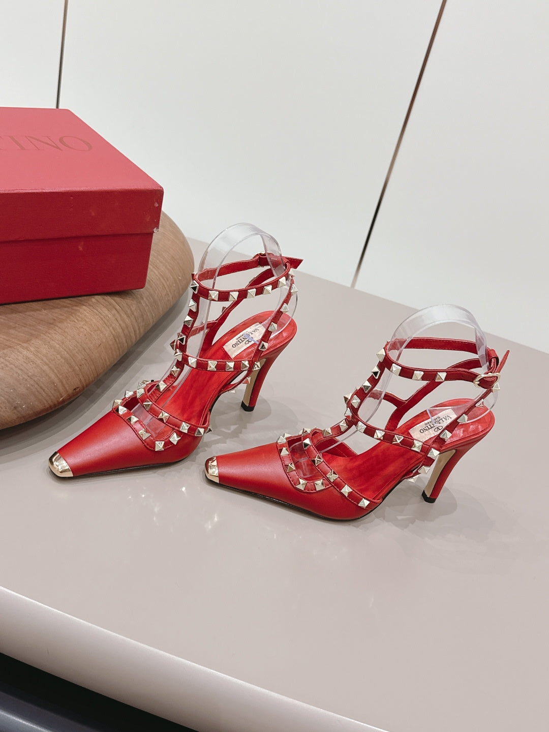 Valentino 2026 Rockstud Ankle Strap 95mm Slingback Calfskin 876673
