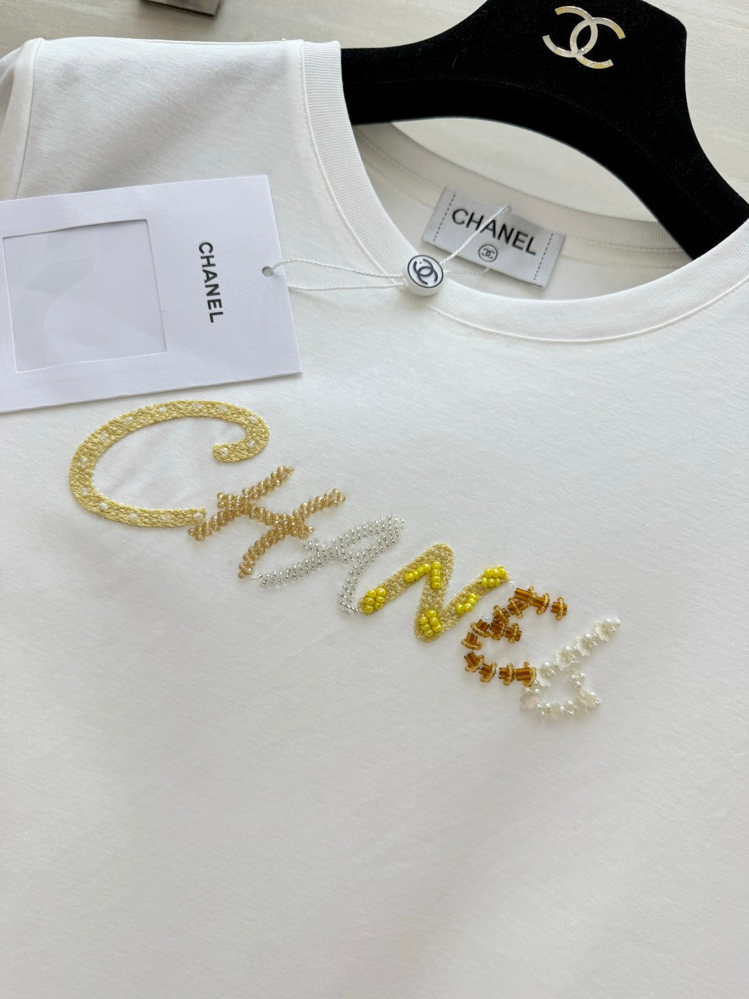 Chanel 2026 Sequin Letter T-shirt Cotton 377553