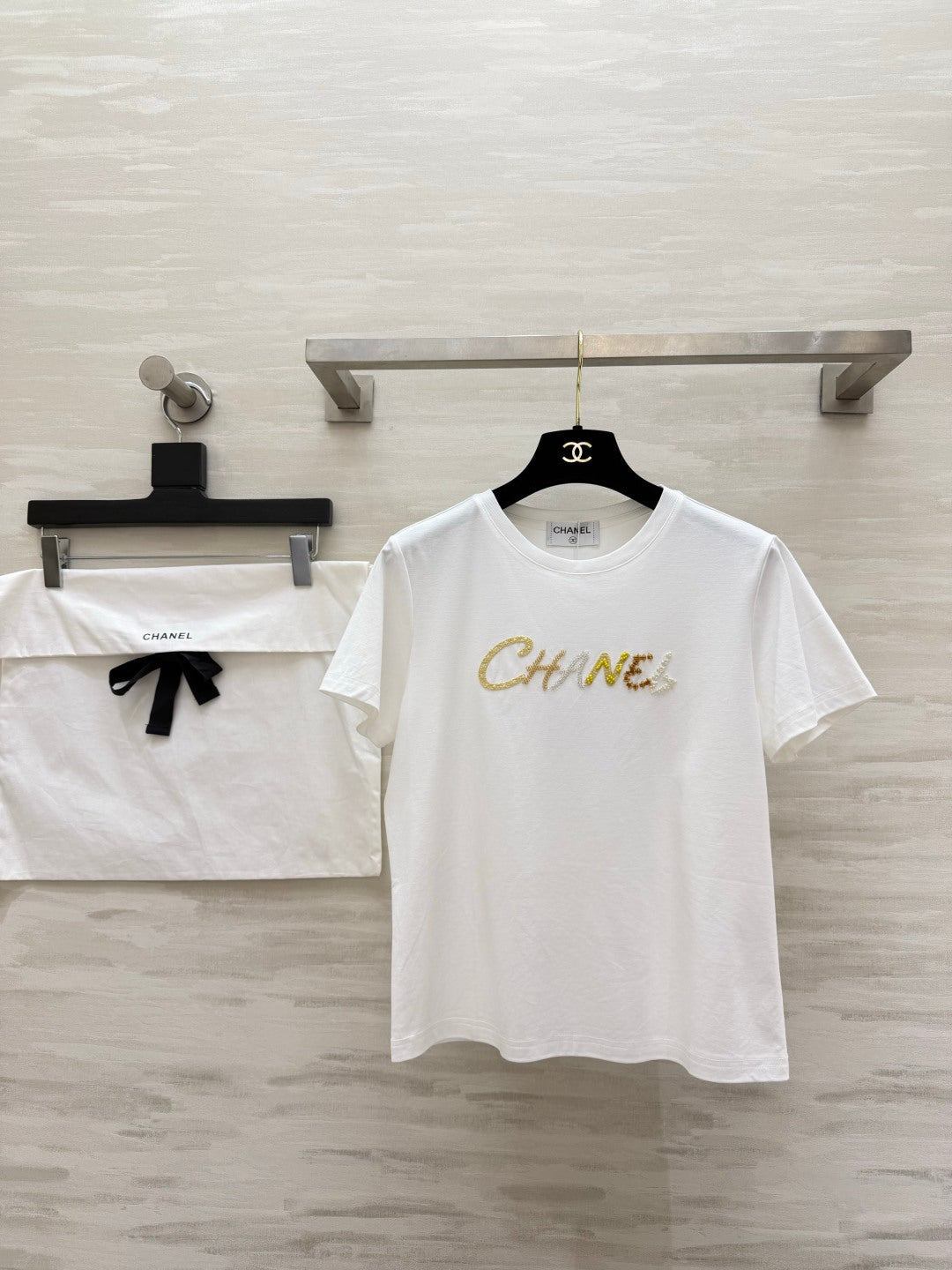 Chanel 2026 Sequin Letter T-shirt Cotton 377553