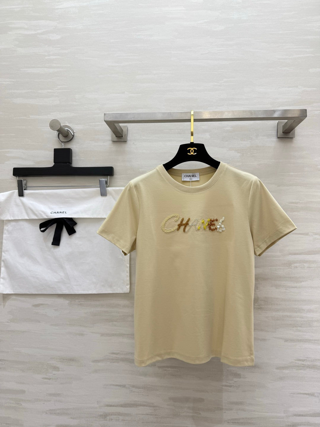 Chanel 2026 Sequin Letter T-shirt Cotton 377553
