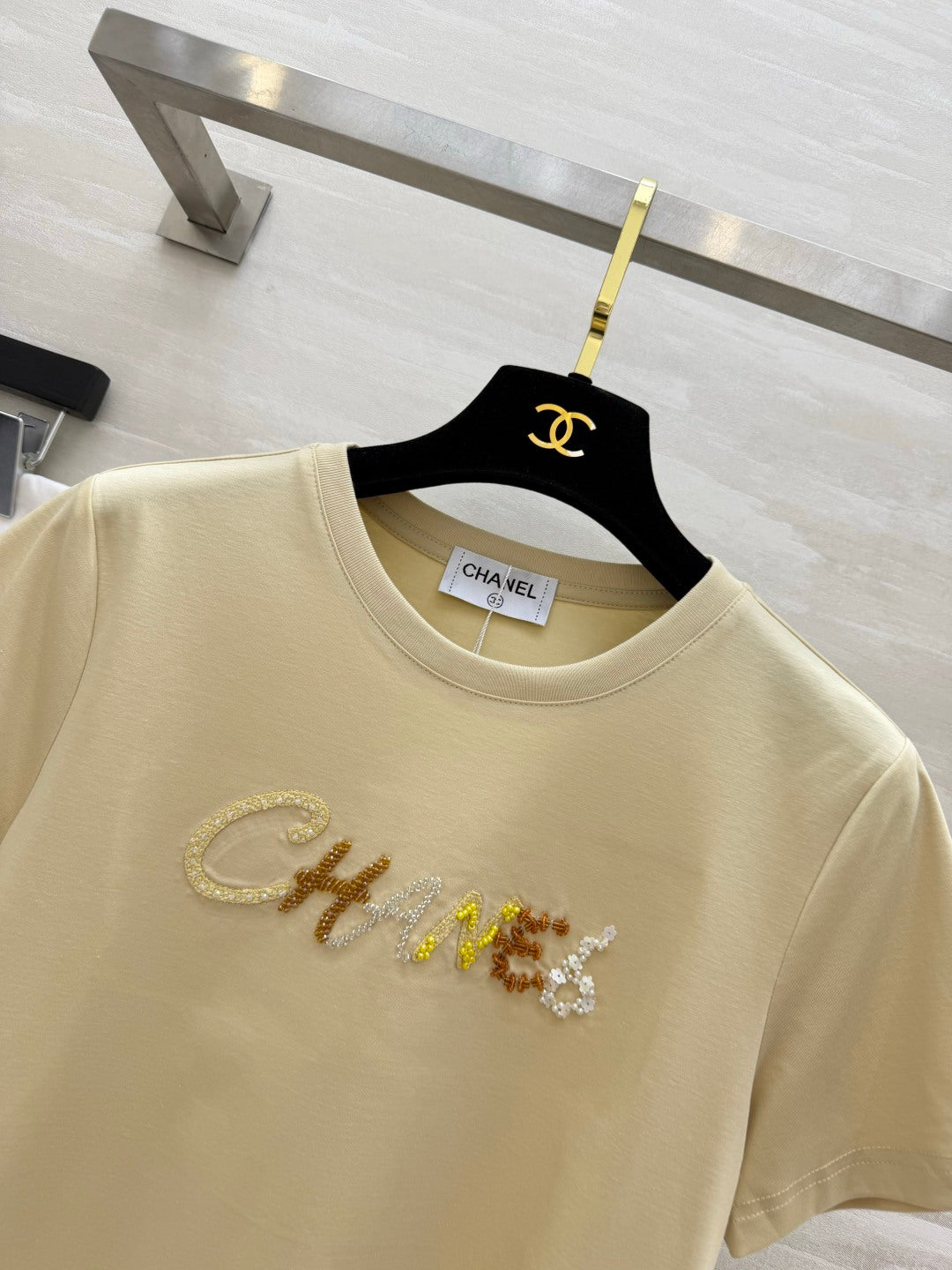 Chanel 2026 Sequin Letter T-shirt Cotton 377553