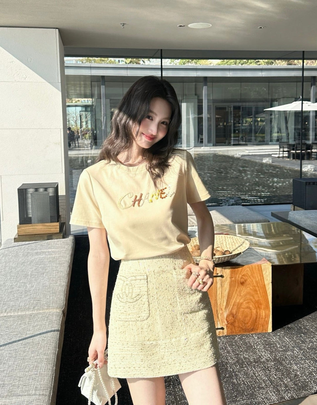 Chanel 2026 Sequin Letter T-shirt Cotton 377553