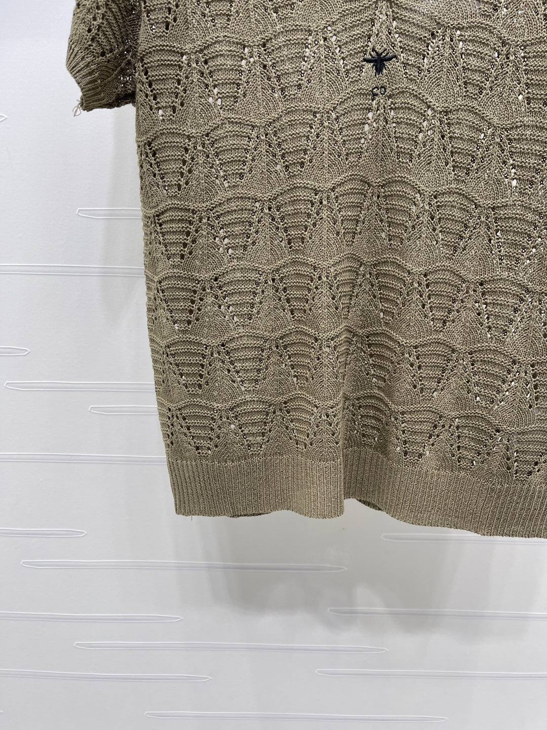 Dior 2026 Hollow-out V-neck Knit Short-sleeved Top Wool Cotton 377970