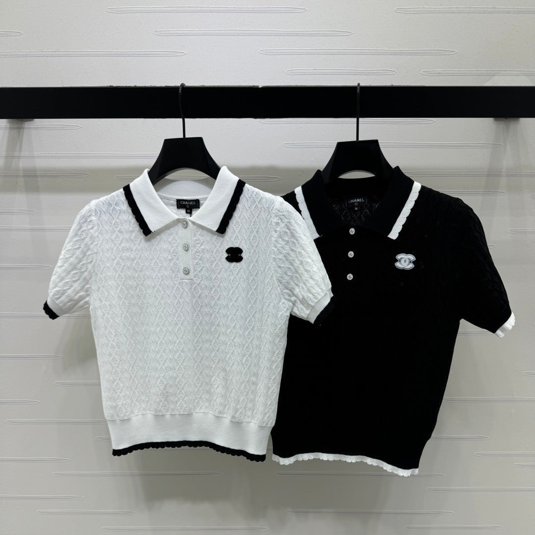 Chanel 2026 Preppy Style Knitted Polo Shirt Cotton 380688