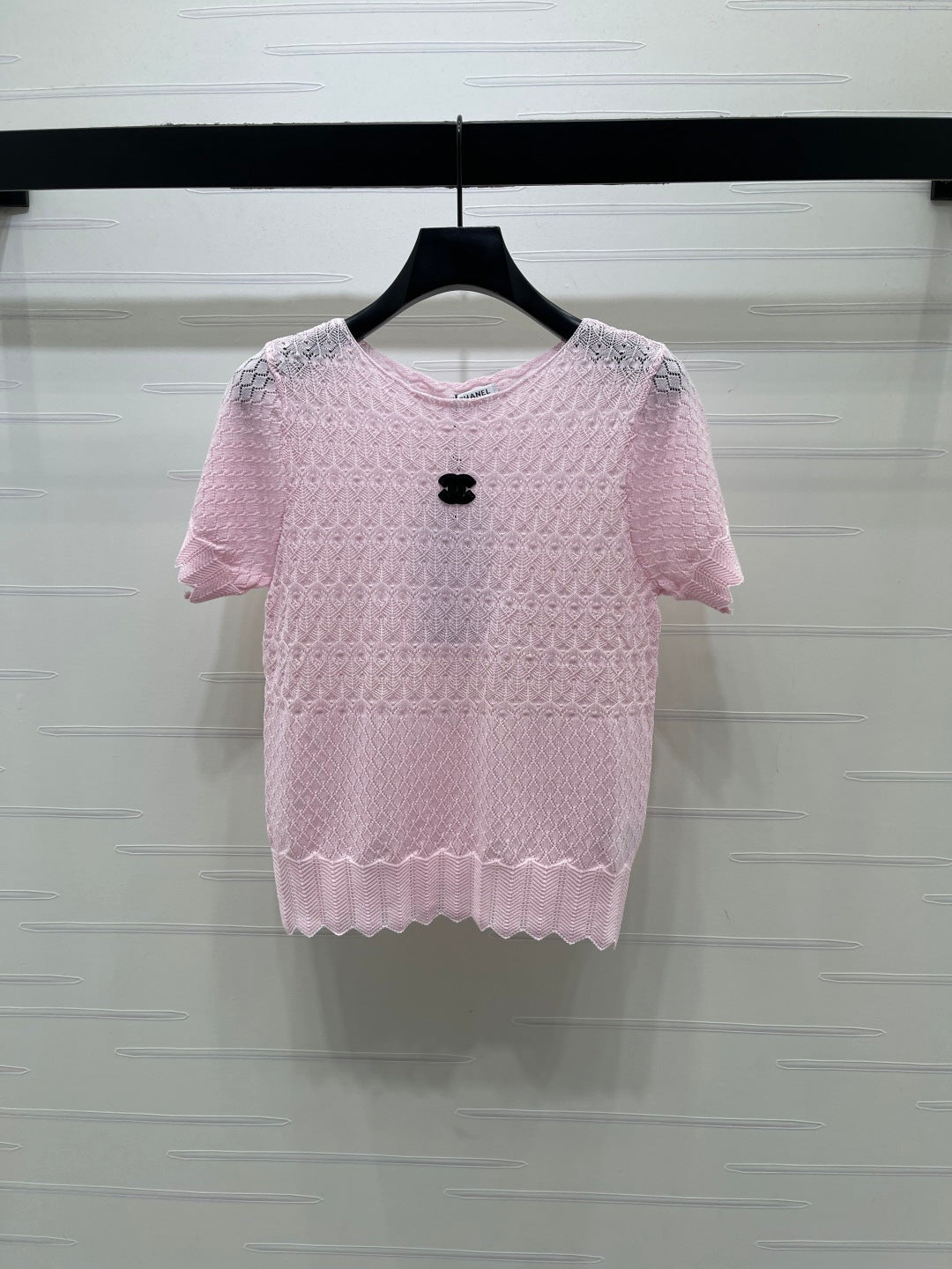 Chanel 2026 Double C Logo Knit Short-sleeved Shirt 380703