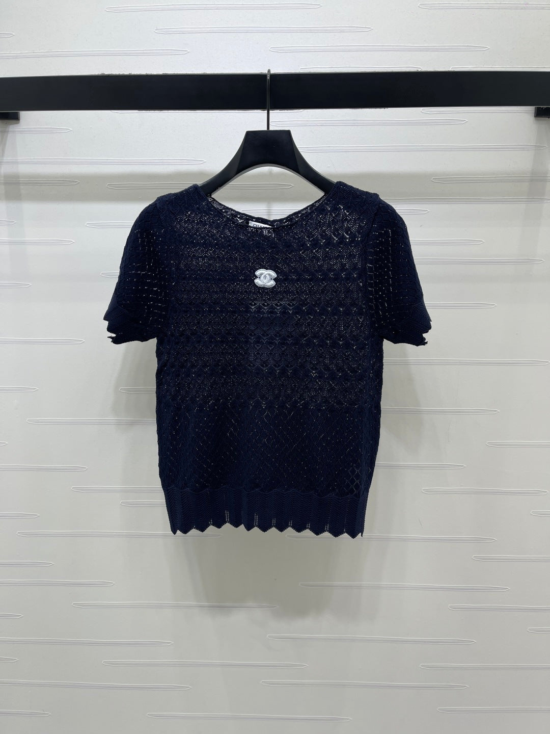 Chanel 2026 Double C Logo Knit Short-sleeved Shirt 380703