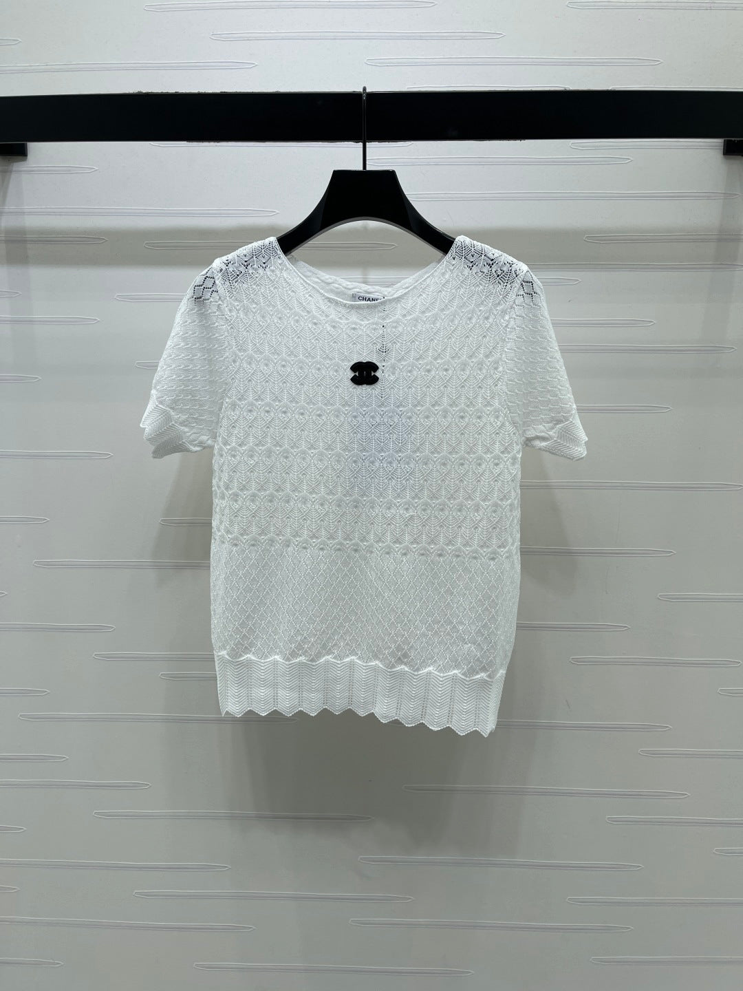 Chanel 2026 Double C Logo Knit Short-sleeved Shirt 380703