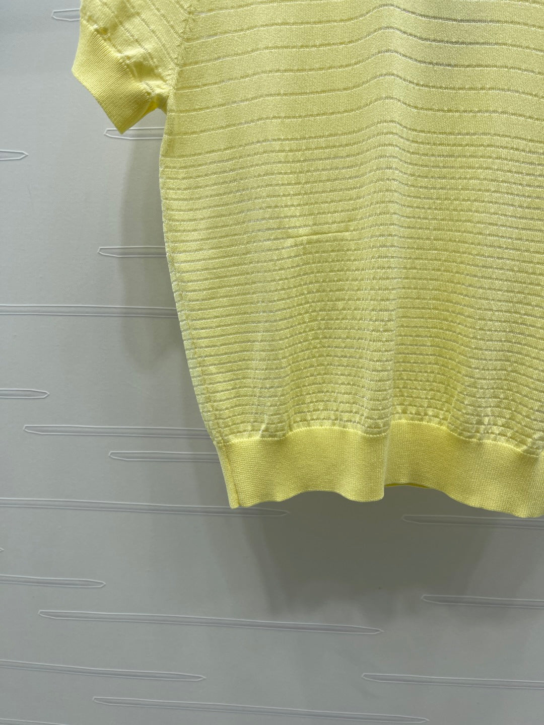Chanel 2026 Striped Knit Short-sleeved Top Tencel Cotton 380709