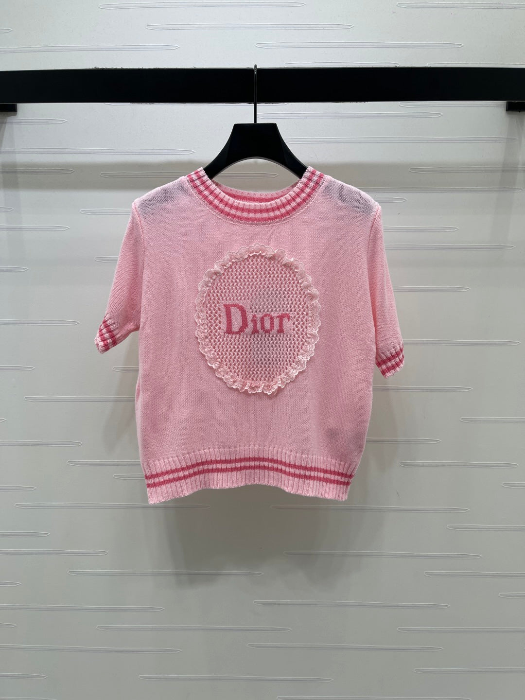 Dior 2026 Embroidered Knit Short-sleeved Shirt Cotton Wool 398791