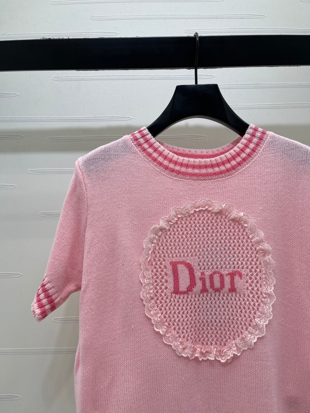 Dior 2026 Embroidered Knit Short-sleeved Shirt Cotton Wool 398791