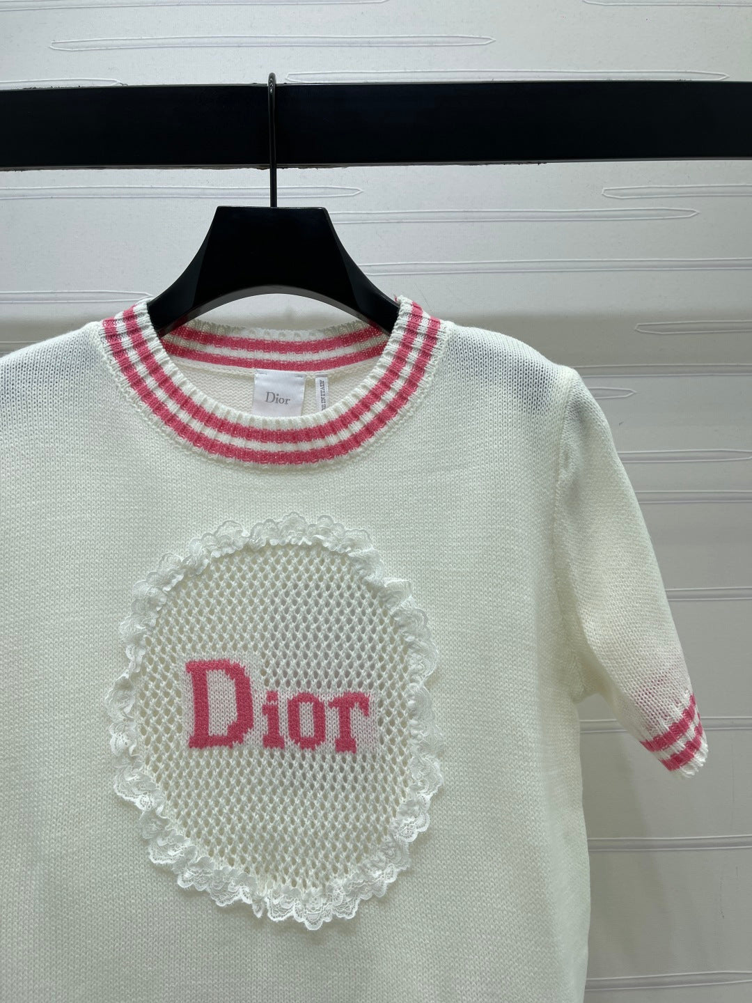 Dior 2026 Embroidered Knit Short-sleeved Shirt Cotton Wool 398791