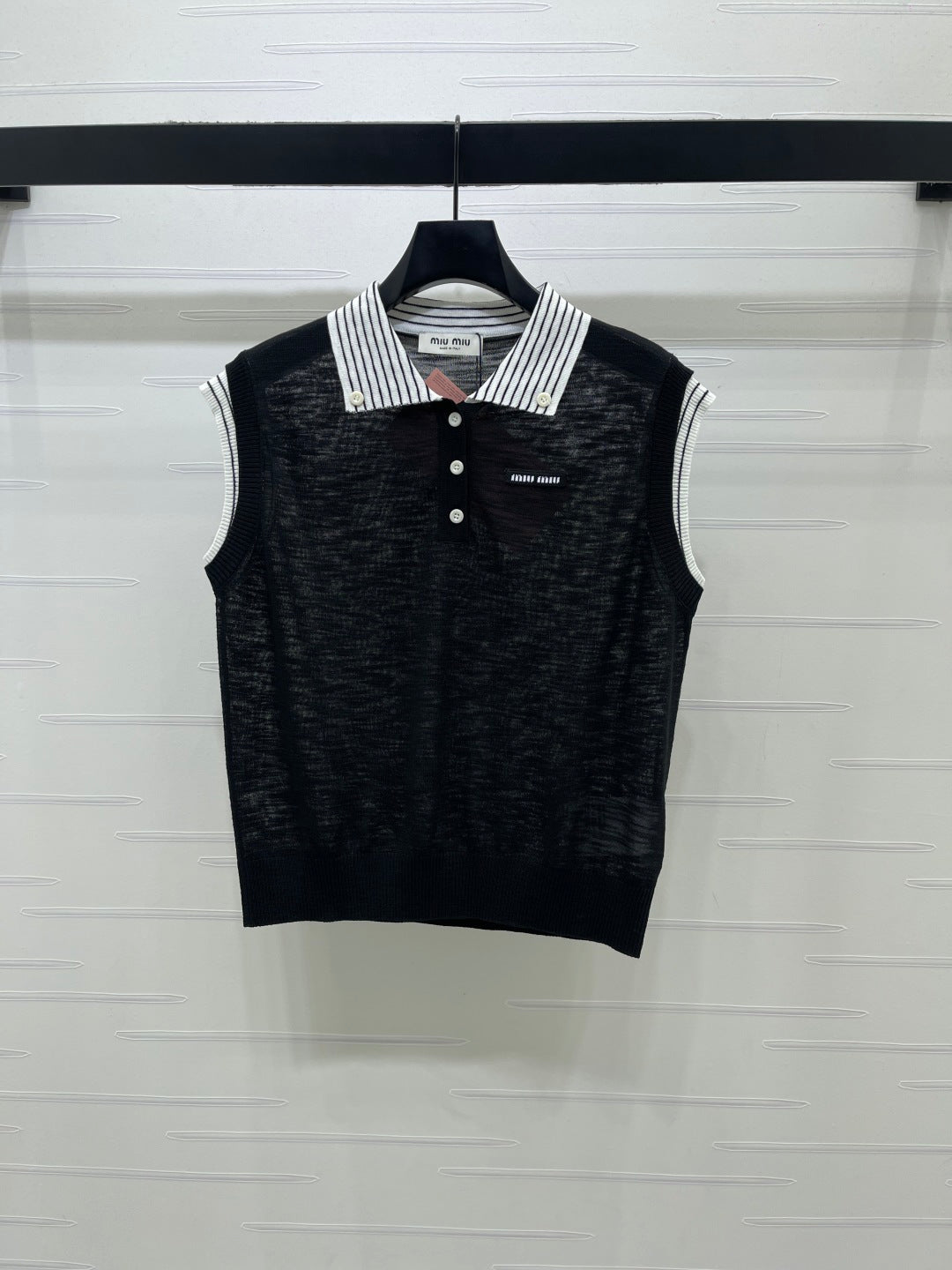 Miumiu 2026 Vest With Striped Collar Wool Cashmere 398053