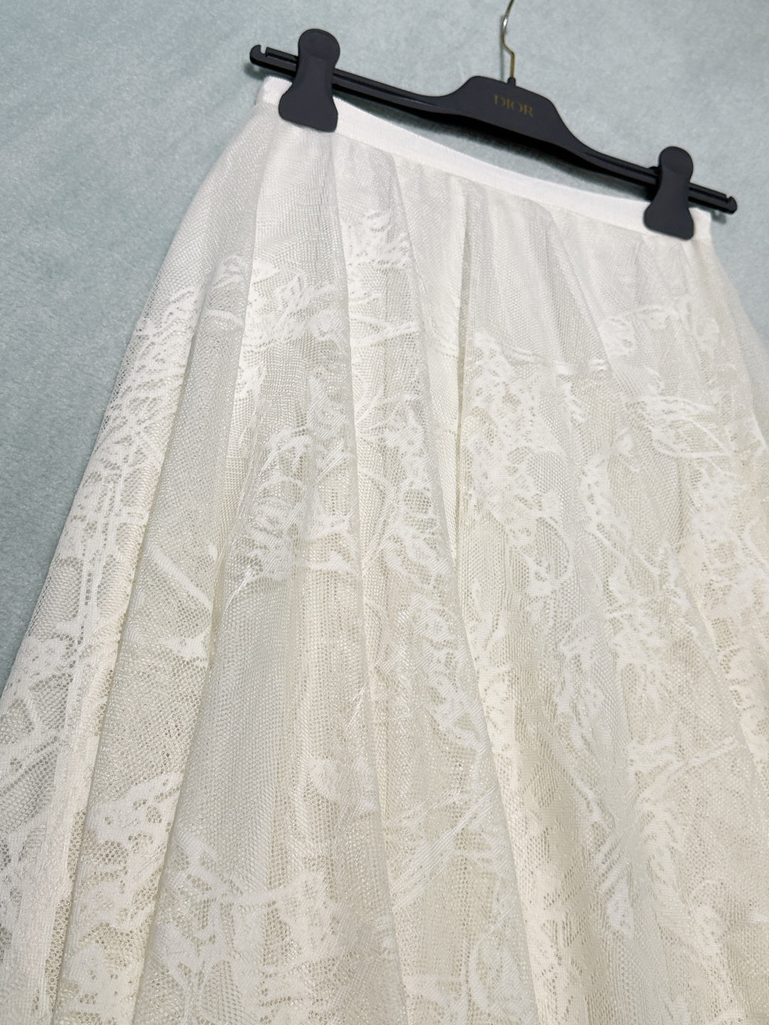 Dior 2026 Long Skirt Black and White Lace Cotton 408346