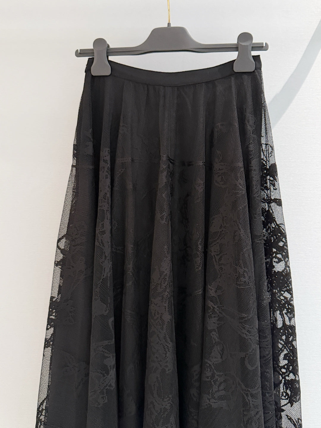 Dior 2026 Long Skirt Black and White Lace Cotton 408346