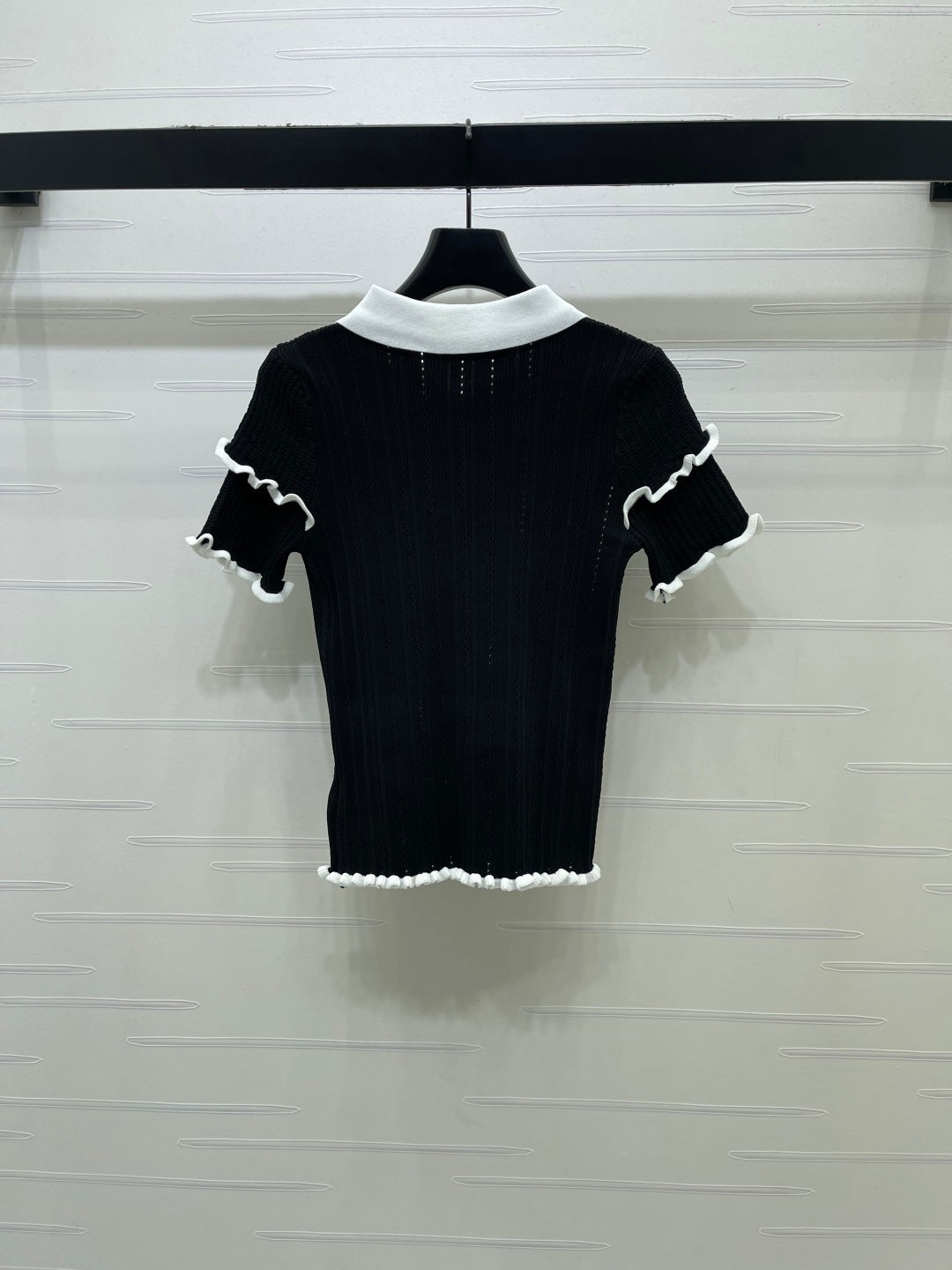 Miumiu 2026 Knitted Polo Shirt With Black Bow Wool Cashmere 414394