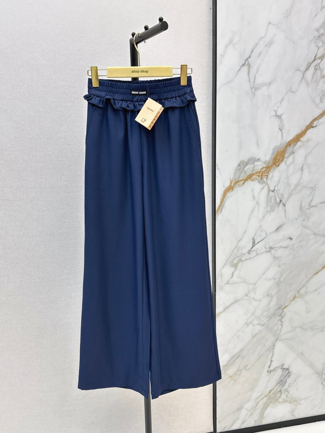 Miumiu 2026 Elastic Waist Straight Leg Pants Polyester 435240